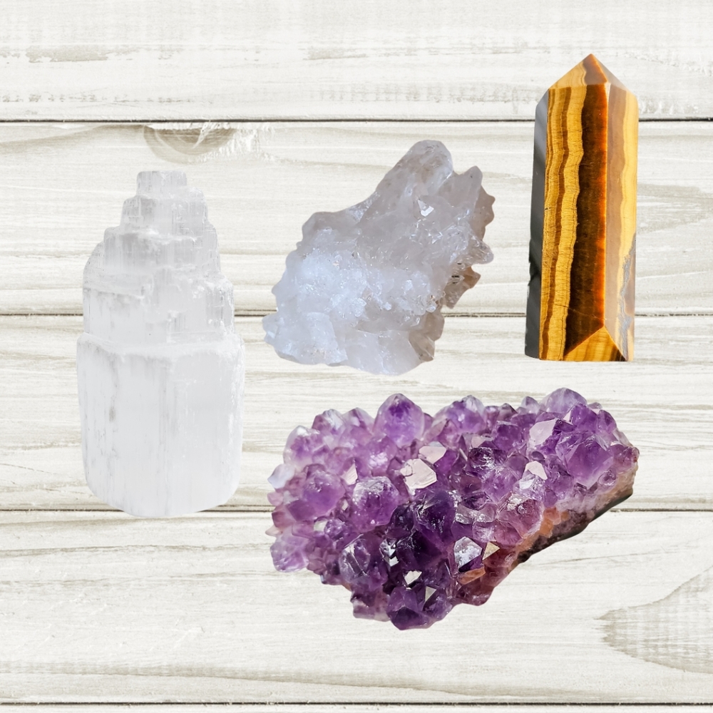 💎 CRYSTALS GEMSTONES QUARTZ AMETHYST SELENITE TIGERS EYE